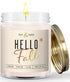 Fall Candles - 'Hello Fall' Candle with Cinnamon, Spice & Pumpkin, Essential Oils, 9oz Jar, 50Hr Burn