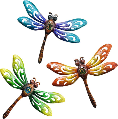 Yonivexis Metal Dragonfly Wall Decor, Outdoor Hanging Art for Living Room, Bedroom, Fence, Garden Decor, Style1