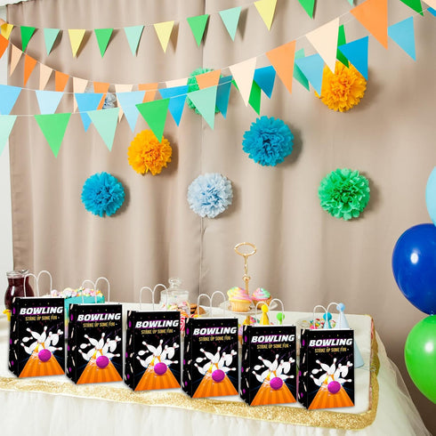 chiazllta 12 Pieces Bowling Party Gift Treat Bag, Bowling Ball Candy Goodie Favor Bags for Birthday Party Supplies