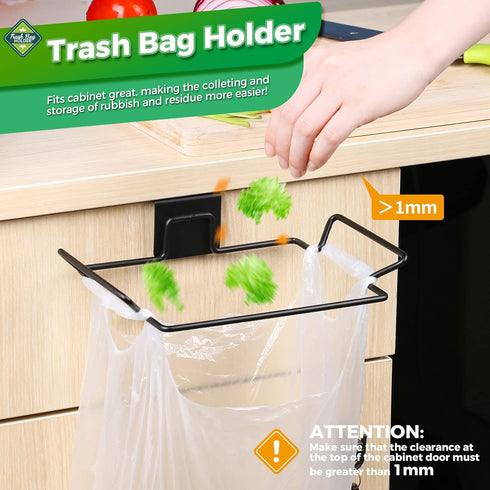 Holder,2 Pack HNYYZL Trash Bag Trash Bag Holder for Cabinet Door and Cupboards,Stainless Steel,Black,Plastic Bag Holder