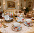 CHANJOON Set, Sets Set 6 Gold Plated Red Rose Ceramic Tea Vintage Tea with Teapot, Beautiful Tea Coffee Serving People