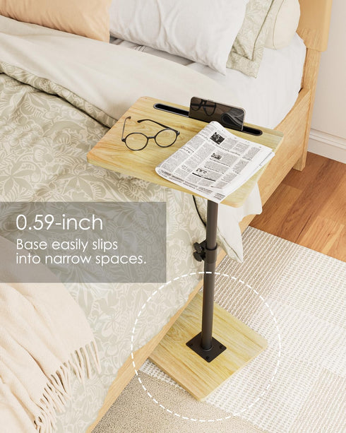 360 Masupu Sofa Arm Tray Table - Swivel Height Adjustable End Table, Small Snack Side Table for Couch, C Shaped Table