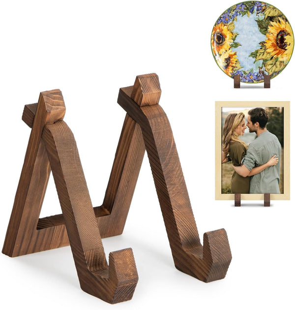 Plate Display Stand, 6 Inch Wood Holder for Decorative Picture Frame, Dish, Photo, Plaque, Platter