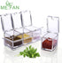 4 ME.FAN Clear Seasoning Rack Spice Pots - Piece Acrylic Seasoning Box - Storage Container Condiment Jars - Cruet