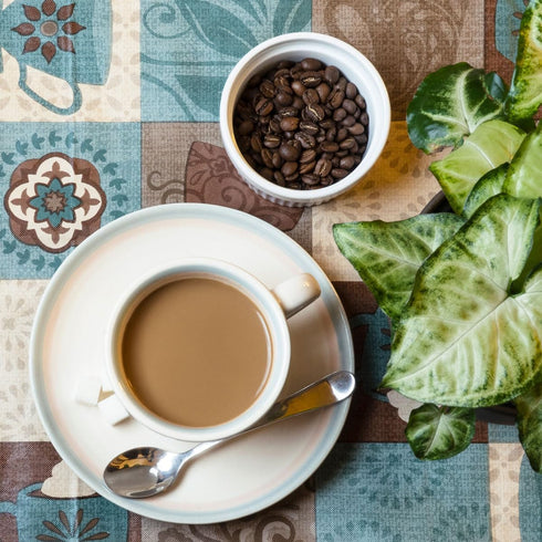 40" 44" Covers For The Home Deluxe Elastic Edged Flannel Backed Vinyl Fitted Table Cover - Global Coffee Pattern