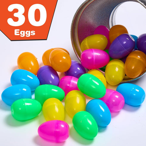 Biubumtu 30Pcs 2.36'' Fillable Easter Eggs, Plastic Bright Easter Eggs Empty Bulk Assortment, Perfect for Easter Egg