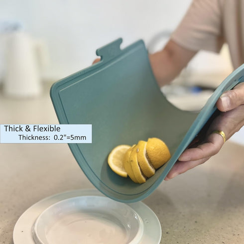 Thick Silicone Double-Sided Cutting Board, Korean Made, 14.3" x 9.7", Foldable Design, Dishwasher Safe, 1PCS (Mint)