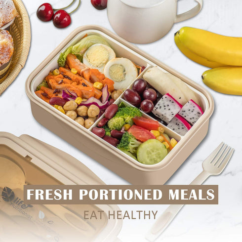 LOVINA Bento Box for Adults and Kids - 1400ML Portable Meal Holder with Spoon & Fork, Leak-Proof, BPA-Free