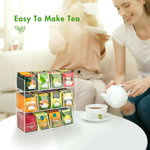 216 Packets, Countertop, BEYGORM Acrylic Tea Bag Organizer for Tea No Assembly Required, Display Holder for Vertical