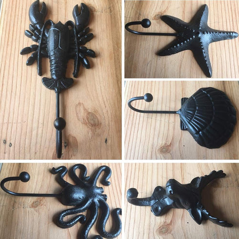 Wall Hooks Heavy Duty, Decorative Cast Iron Whale Tail Nautical Wall Coat Hook, Utility Hanging Hook