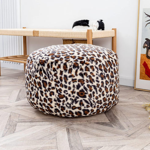 Asuprui Animal Pouf Ottoman Unstuffed Ottoman Foot Rest Round Fuzzy Pouf Seat Bean Bag Foot Rest Foldable Floor Chair