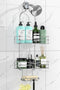 Shower Caddy Organizer with 6 Hooks for Razor & Sponge, Shower Shelf with Soap Basket, Hanging Storage, Silver