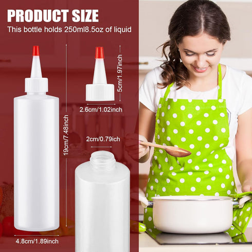 30 8.5 oz Nozzle 2 Pcs Plastic Squeeze Bottle Condiment Squeeze Bottle with Red Tip Cap Sauce Sprayer with Small