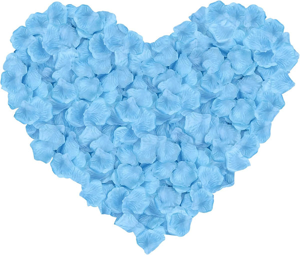 1000 Pcs Artificial Silk Rose Petals, Light Blue Decoration for Wedding Party