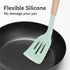 Kitchen Utensils Set, 5 Pcs Non-Stick Silicone Cooking Utensils with Wooden Handle, Heat Resistant Gadgets (Light Green)