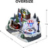 MerryPulse 8 Christmas Village House with Train, Christmas Songs & LED Lights, Collectible Buildings for Holiday Home