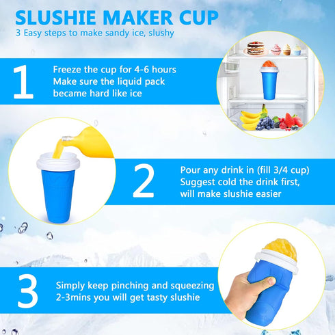 TIK TOK Slushy Cup - Frozen Magic Squeeze Cup, Ice Cream Maker Cup, DIY Cool Gadgets with Lid & Straw (GREEN)