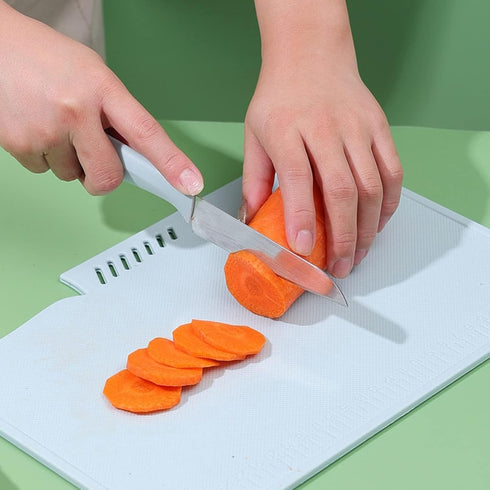 Small Plastic Cutting Board with Knife, Cutting Boards for Kitchen Reusable Plastic Utility Cutting Board Multifunctional Portable Fruit Chopping Board with Knife Organizer & Hanging Hole by Cyrank