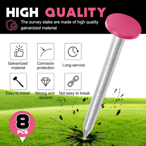 8 6.7 Inch Silkfly Pcs Survey Stakes Property Line Markers Low Profile Heavy Duty Hi-vis Stakes Building Line Marker