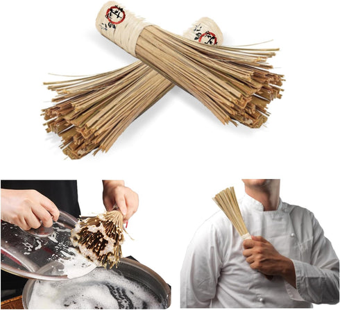 12-Inch Bamboo Wok Brush, Kitchen Cleaning Brushes for Scrubbing Cooking Pots, Pans, and Grilling Utensils (1 Pack)