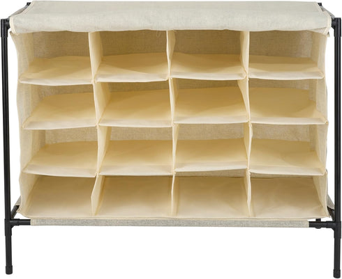 Simplify 16 Pair Shoe Rack with Cover | Stackable | Storage &
