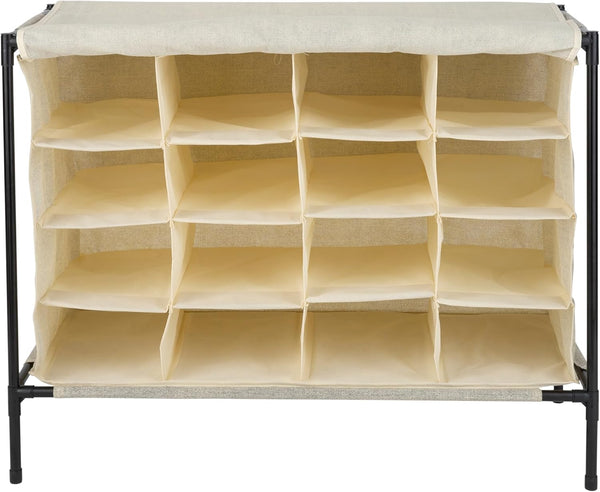 Simplify 16 Pair Shoe Rack with Cover | Stackable | Storage &
