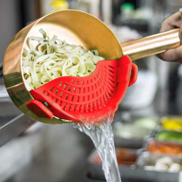 Clip On Strainer Silicone for All Pots and Pans, AUOON Pasta Strainer for Meat, Vegetables, Fruit