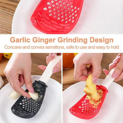 2PCS Kitchen Cooking Spoon Set, Multifunctional Skimmer Scoop Food Strainers, Non-stick Small Spatula (Black and Red)
