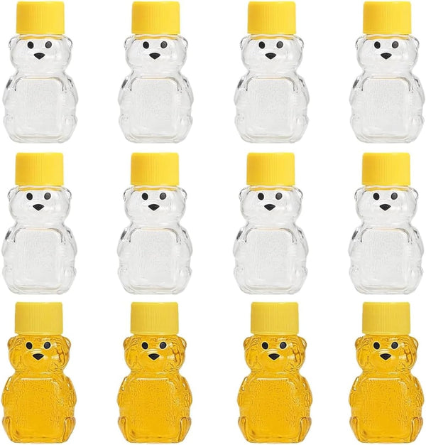 HAOZIJIE 12 Sets 2oz Honey Bottles, Bear Shape Clear Empty Honey Jar with