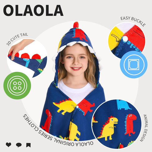 3-12 28" 53" OLAOLA Colorful Dinosaur Hooded Towel for Kids Years, x Soft Thick Absorbent Beach Towels, Toddler Bath
