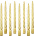 10 Inch Taper Candle Set of 12 - Long Burning Tapered Candles for Dinner Parties, Weddings, and Halloween (25cm, Gold)