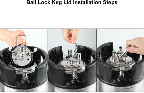 Corny Carbonation Keg Lid, Ball Lock Keg Lid with Diffusion Stone, Pressure Relief Valve, Clamp and Tube for Homebrew