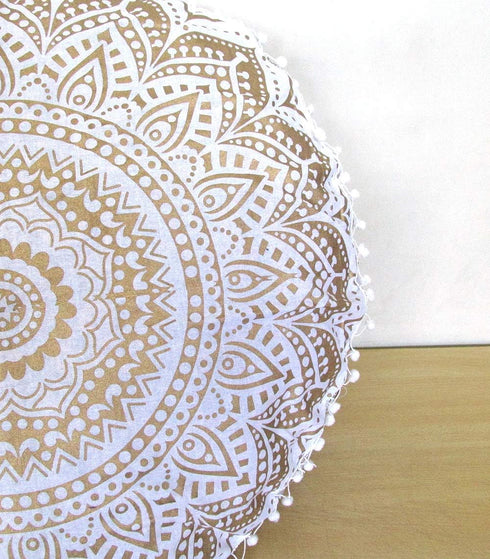 32" 32" Gold Mandala Barmeri Large Floor Pillow Cover Cushion Meditation Seating Ottoman Throw Cover Hippie Decorative
