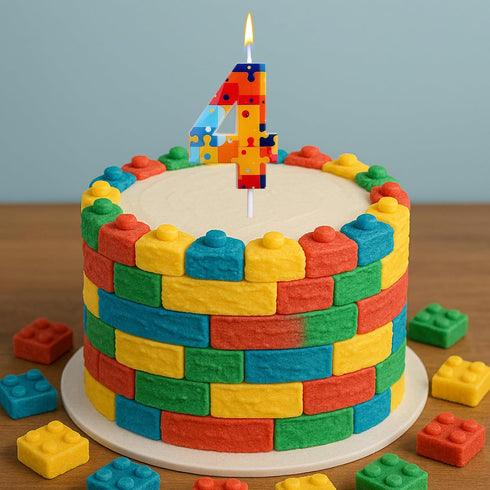 BOXOB 0 1st 2nd 3rd 4th 5th 6th 7th 8th 9th 4) Building Block Puzzle Number Birthday Cake Candles, Multicolor Block