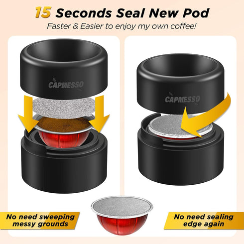 CAPMESSO Reusable Vertuoline Pod Refill Kit, 2024 Newest Design with 50pcs Aluminum Lids for Vertuoline Pod