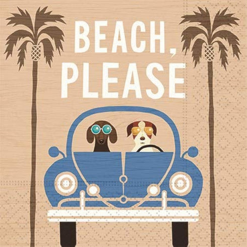 Beach Please Cocktail Napkins, Fun Beach Design, 20 Beverage Napkins, Party Supplies