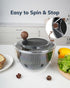 5.3 Salad Spinner, Qt Large Lettuce & Vegetable Cleaner with Non-Slip Bottom, Quick Stop Button, Dishwasher Safe Fruit