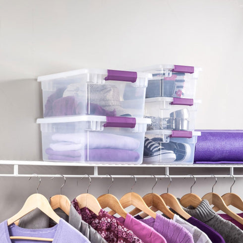 Sterilite 6 Qt ClearView Latch Box, Stackable Storage Bin with Latching Lid, 12-Pack