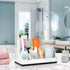 VITVITI Toothbrush Holder for Bathroom - 5 Compartment Organizer for Toothpaste/Vanity Counter, White Resin Marble Color