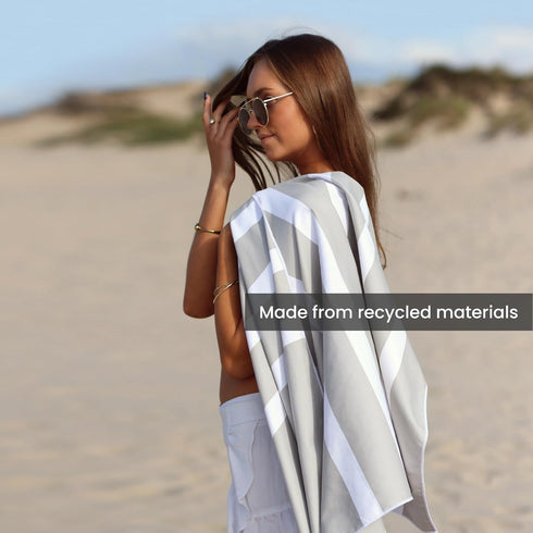 Large Microfiber Beach Towel - SummerSand, Quick Dry, Sand Free, Compact, Lightweight, Recycled Materials, Travel Bag