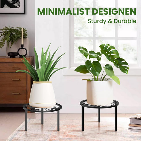 9.1-inch TOSKING Heavy Duty Metal Plant Stand - Decorative Round Plant Stand, Adjustable Leveling Feet & Rust-Resistant