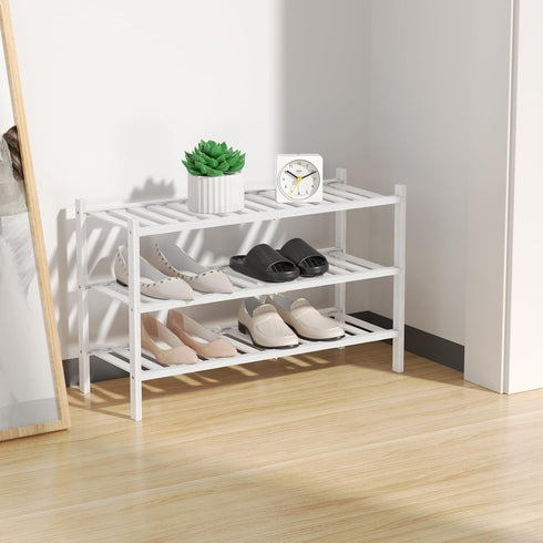 2 Closet RONGJlA Tier Bamboo Shoe Rack for Free Standing Wood Shoe Shelf Storage Organizer for Entryway Small Space