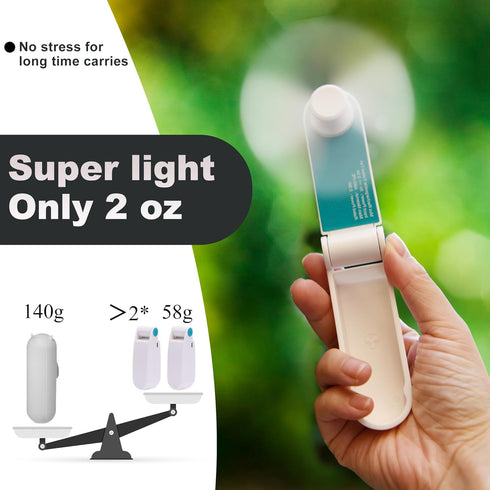 Personal Handheld Fan, Mini Portable Pocket Fan, USB Rechargeable for Home, Sports, Outdoor Travel, 2 Speed (Turquoise)