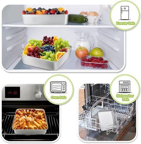 TeamFar 9 Inch Square Cake Pan, Stainless Steel Baking Roasting Pan for Cake, Brownie, Lasagna, Dishwasher Safe