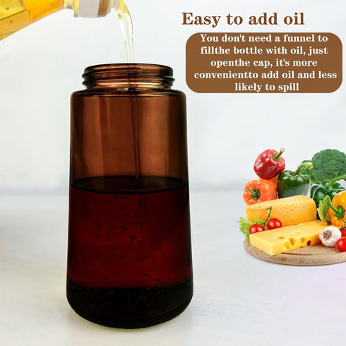 2 1 16oz 470ml OURCABECUE Kitchen Upgraded Made Oil Sprayer for Cooking, Dark Brown in Spray and Pour Mist Olive Oil