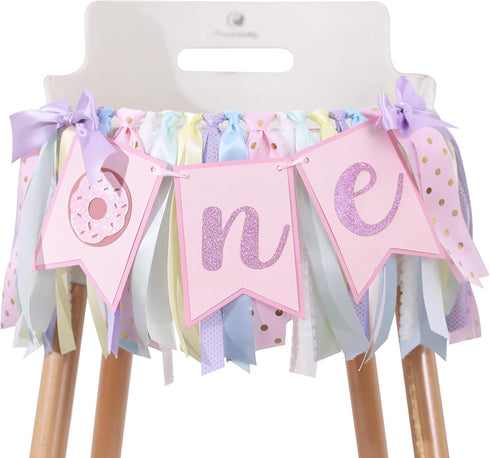 Agkvw 1st Donut High Chair Banner for Birthday - Sweet One Cake Smash Decorations, Grow Up Theme