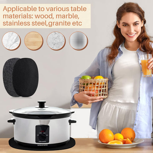 2 Pcs Oval Slow Cooker Heat Resistant Mat, Non Skid Countertop Heat Protector for 6-8 Quart Kitchen Appliances