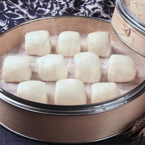 GUCUJI 12 Inch Silicone Bamboo Steamer Liners, Non-Stick Reusable Steamer Mesh Mats for Dumplings, Veggies, Food Grade