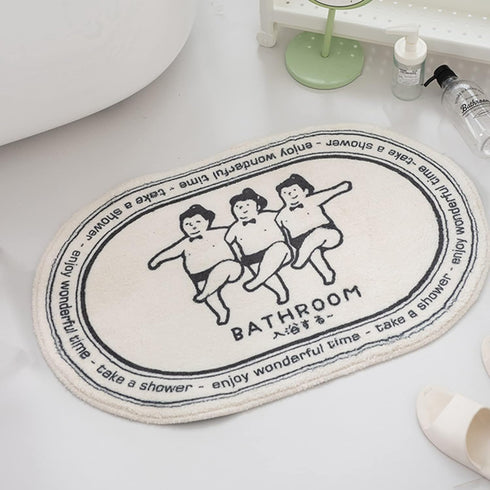 Funny Bath Mats Cute Cartoon Bath Rugs, Soft Non Slip Bathroom Door Mat, Durable Living Room Kitchen Rug