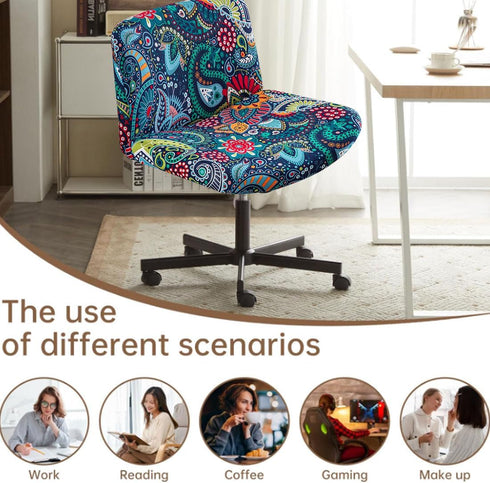 Levoberg Armless Armless #3 Criss Cross Office Desk Chair Cover Slipcovers Printed Vanity Desk Chair Covers Cross
